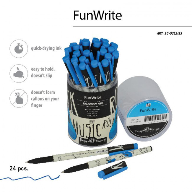 Ручка шариковая 0,5мм синяя "FunWrite. Музыка. Синяя гитара", BV/20-0212/83 (24)