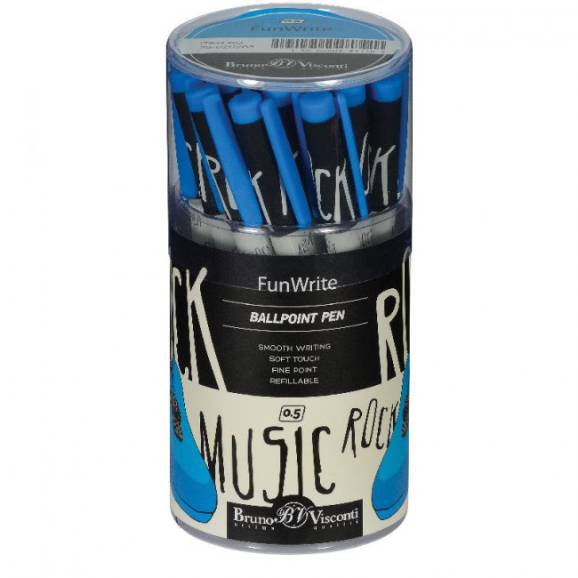Ручка шариковая 0,5мм синяя "FunWrite. Музыка. Синяя гитара", BV/20-0212/83 (24)