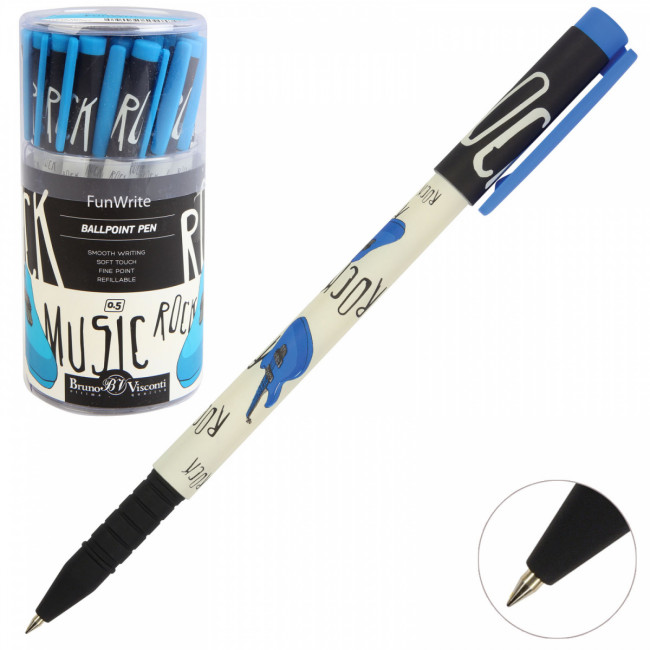 Ручка шариковая 0,5мм синяя "FunWrite. Музыка. Синяя гитара", BV/20-0212/83 (24)