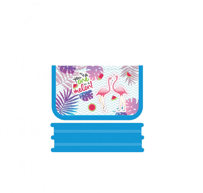 Пенал двухсекционный "Фламинго и листья 2020" , большой, Пчёлка/ПО-09 ФЛАМИНГО И ЛИСТЬЯ