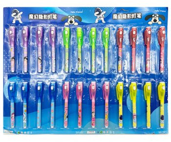 Ручка Шпион  DJ-240/DG-298 "Невидимка" c фонариком, специальные проявляющиеся под УФ чернила, цвет корпуса ассорти, в блистере LL2022-4 (24/2400)