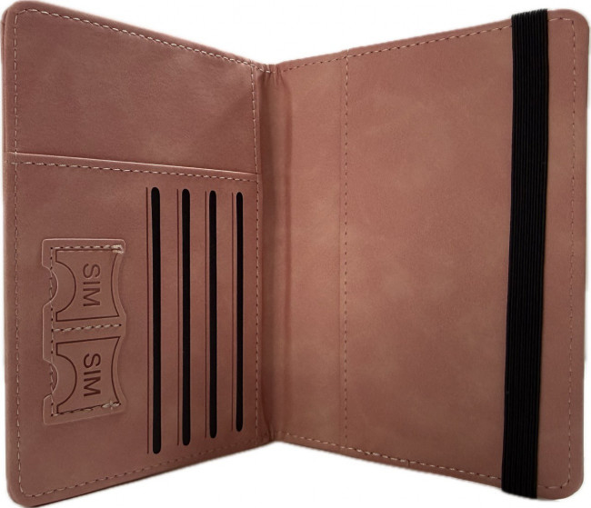 Обложка на паспорт WENZER OFFiCE, Passport "Travel wallet", на резинке, св.розовая, эко кожа