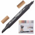 Набор маркеров для скетчинга двусторонний, 12шт, 0,7-7мм, пулевидный, скошенный Анималистика Сонет Невская палитра 211421801