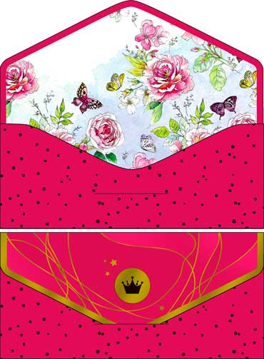 Конверт для денег "Розы с бабочками" 90-67-s (10)