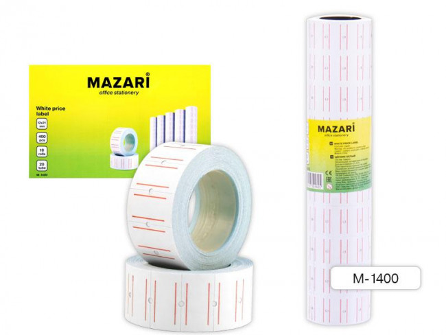 Ценник белый, 400 шт., 12х21 мм, Mazari