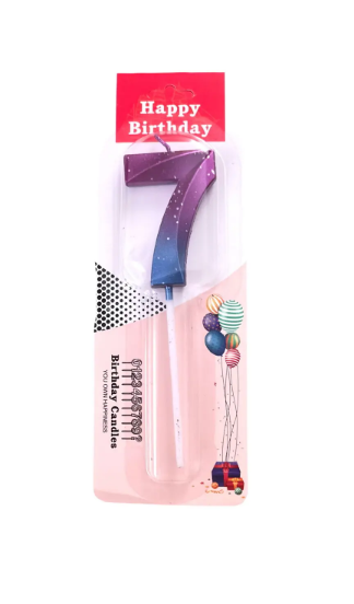 Свеча для торта "Цифра 7" фиолетово-голубая, Магистр/MAG-фг221321-7 (50)