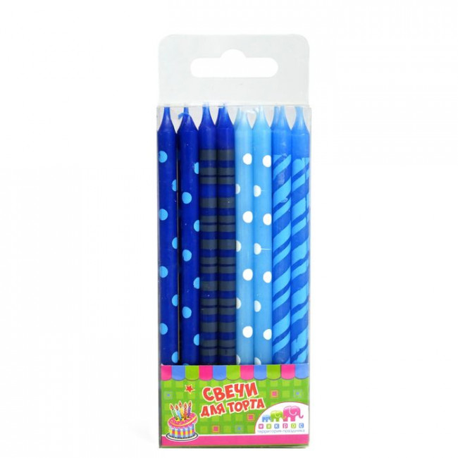 Свечи 12см для торта "Голубое ассорти", Микрос/Ч02528 (16) Свечи 12см для торта "Голубое ассорти", Микрос/Ч02528 (16)