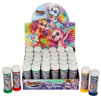 Мыльные пузыри 60мл "ЕДИНОРОГИ" 36шт, ИГРАЕМ ВМЕСТЕ