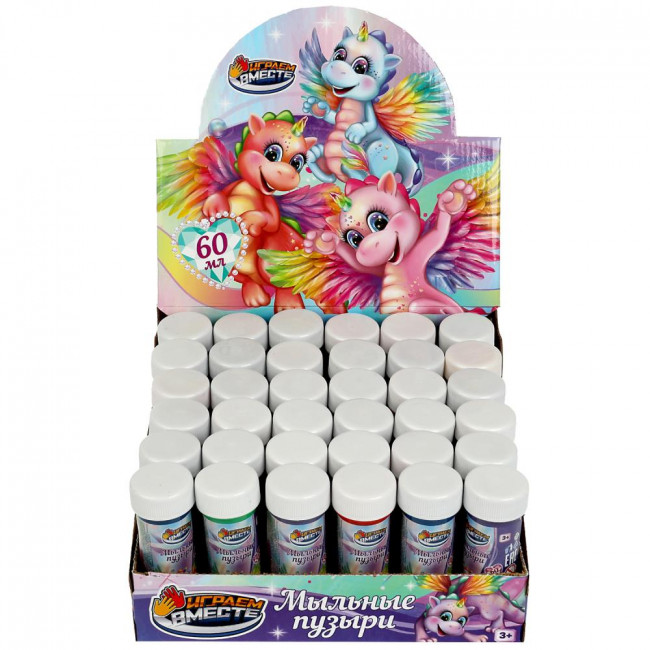 Мыльные пузыри 60мл "ЕДИНОРОГИ" 36шт, ИГРАЕМ ВМЕСТЕ