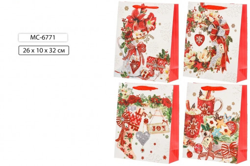 Подарочный пакет 26*10*32 см "Новогодние", плотный, ассорти, Basir/МС-6771 (20)