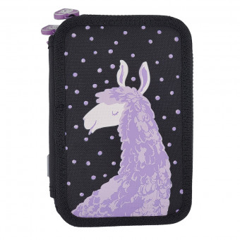 Пенал 200 х130мм "Романтическая лама", три отделения, черный, BV/14-052/14 (4)