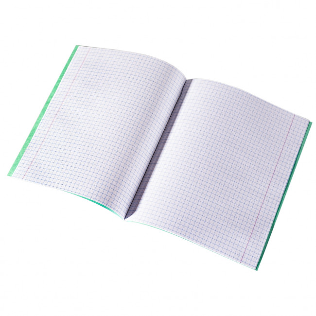 Тетрадь 12 клетка, скрепка, офсет, 60 г/м2 (фоновая зелёная обложка) (20/200)