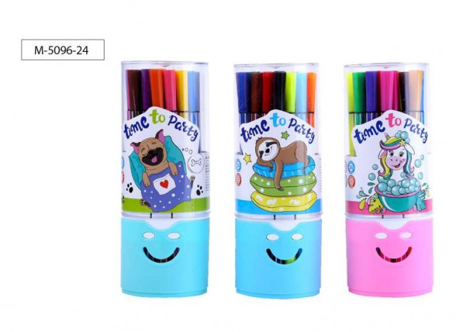 Фломастеры TIME TO PARTY, вентилируемый колпачок, 24цв, Mazari/M-5096-24
