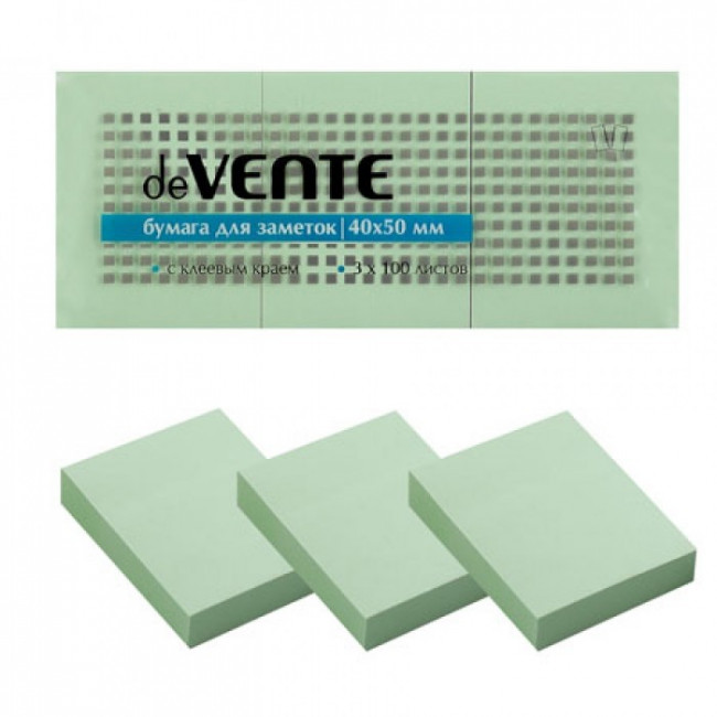 Стикер 40*50мм 100л Devente 3шт зелен 2010305/12 Китай