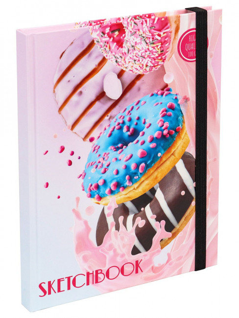 Скетчбук А5 "Пончики" (7БЦ, 80 л, на резинке, 100г ) 80-1676