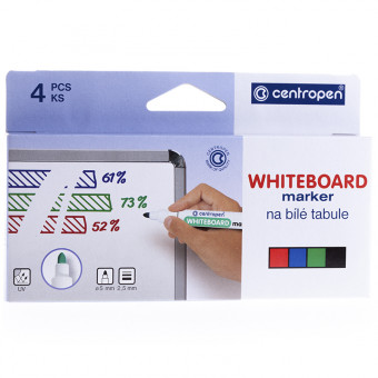 Набор маркеров для белых досок Centropen "8559" 4цв., пулевидный, 2,5мм, картон. уп., европодвес