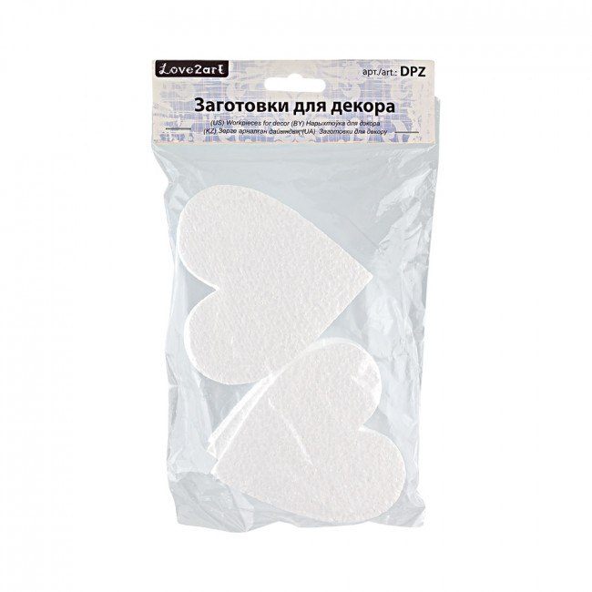 Заготовка для декорирования " Сердечки" 100мм 10 х1 х10см 6шт, №01, Love2art/DPZ-23