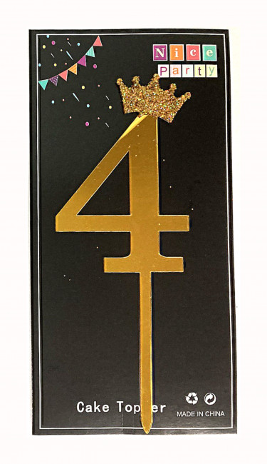 Топпер цифра 4 Корона GOLD 18см/600