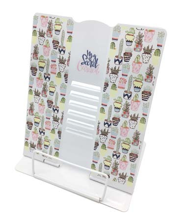 Подставка для книг "Кактусы" металлическая 26x21см, белая, в ПВХ-пакете, CE-278 (1/1/48)