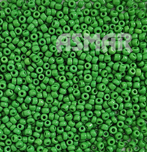 Бисер "ASMAR" размер №8, вес: 450 г, зелёный глянцевый, непрозрачный