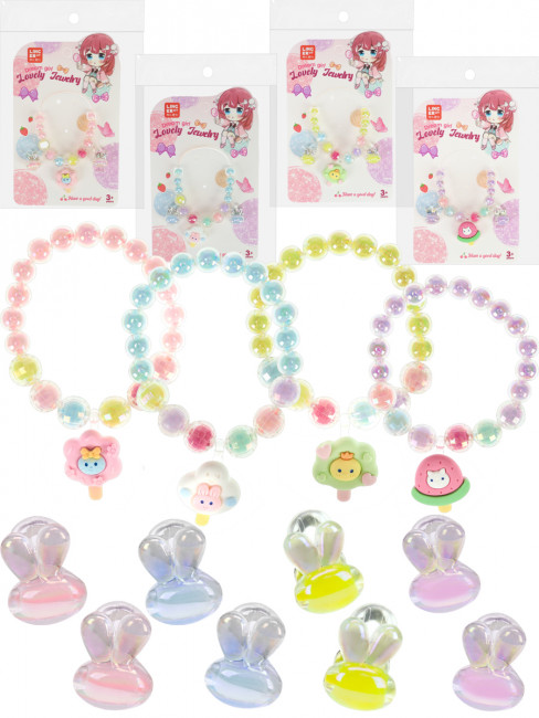 Набор украшений"Зверушки" - 1 браслет,1 кольцо,пара клипс, Рыжий Кот/Y8926264