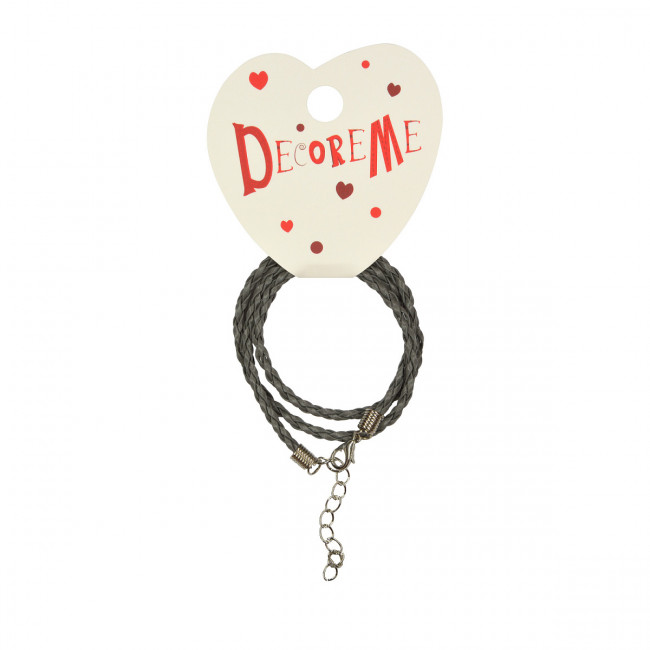 Шнурок d 3мм 41см из экокожи, плетеный с застежкой, BV/2-155/17 (10)