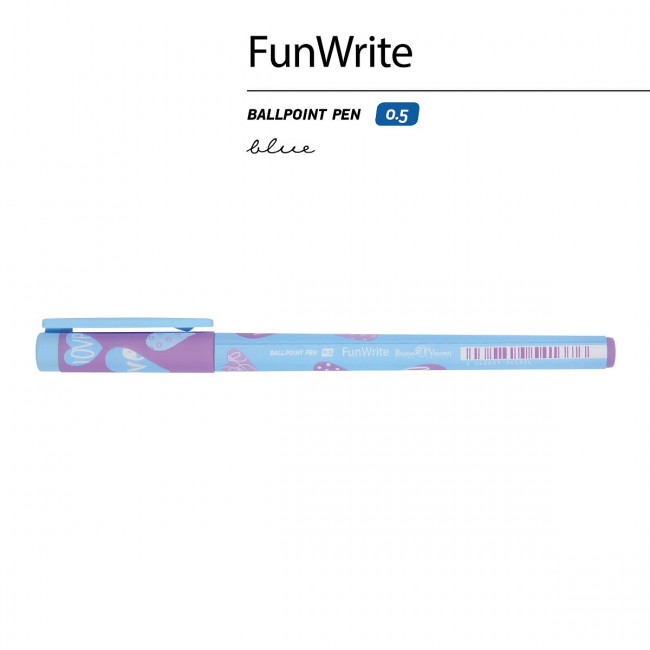 Ручка шариковая 0,5мм синяя "FunWrite. Сердечки - Голубое небо", BV/20-0212/90 (24)