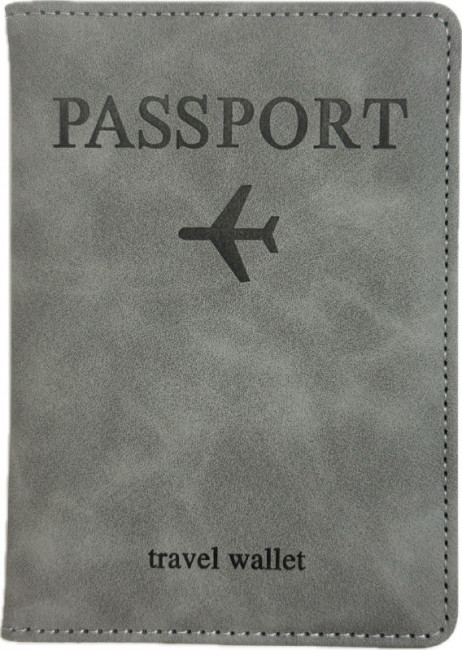 Обложка на паспорт WENZER OFFiCE, Passport "Travel wallet", на резинке, серая, эко кожа