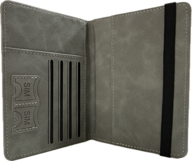 Обложка на паспорт WENZER OFFiCE, Passport "Travel wallet", на резинке, серая, эко кожа