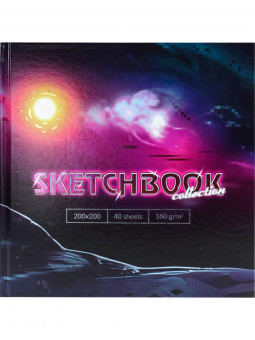 Скетчбук 200х200 Солнце (7БЦ, холодная фольга + твин лак, 40 л, 160г, белая бумага) С40-7156