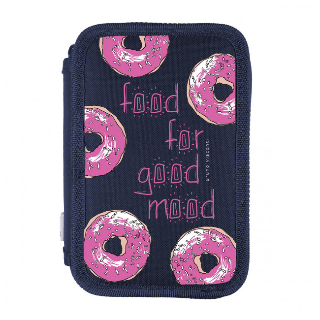 Пенал 200 х130мм "Сладкое настроение. Донат", три отделения, синий, BV/14-052/16 (4)