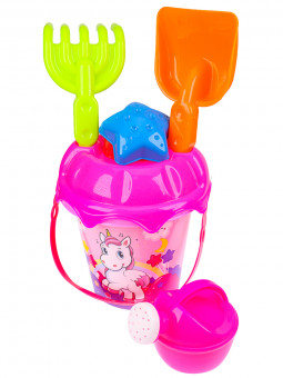 Набор "Морской-17" - ведро + лопатка + грабли+ сито+ лейка+ 2формы, Рыжий Кот/И-8381