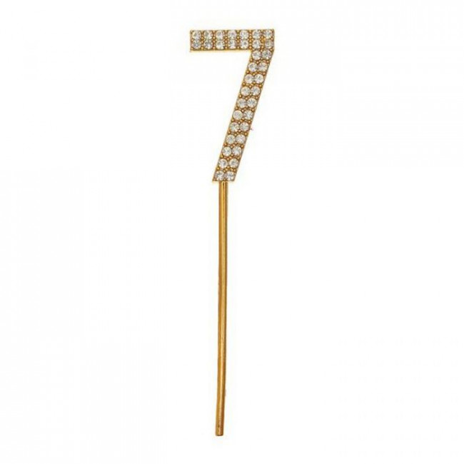 Топпер 10см цифра 7 со стразами, золото, Микрос
