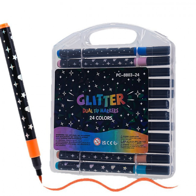Набор акриловых маркеров "Dual tip markers", кисть, 24шт., в пластиквом пенале, 8803-24