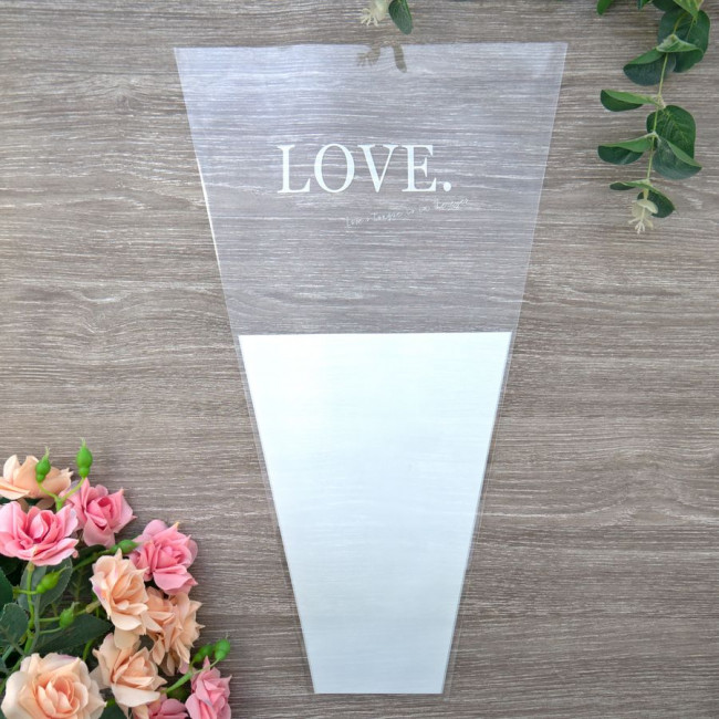 Конус для цветов "Love, белый" 30х45см, Микрос/ч34873 (30)