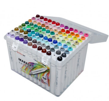 Скетч-маркер 108цв. двухсторонние, пулевидный и скошенный наконечник, ZUIXUA/ZX602-108