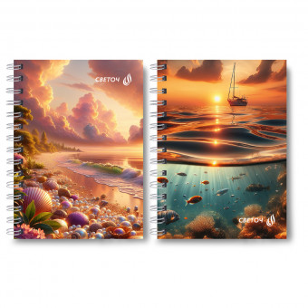 Записная книжка А6 80л клетка "Морской закат", на гребне, Светоч/ЗК112_01188 (4)