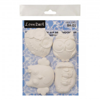 Набор заготовок 21 х 16 х 2см для декорирования "Совята" из гипса, 4шт, Love2art/ВА-01