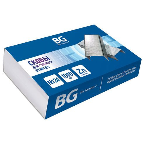 Скобы для степлера № 24/6, оцинкованные, 1000 шт., картонная коробка BG (10)