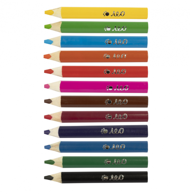 Набор цветных трехгранных коротких карандашей джамбо12цв "Расти" Лео (12)