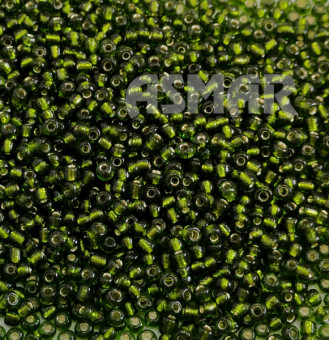 Бисер "ASMAR" размер №8, вес: 450 г, зелёный травяной, внутреннее серебрение