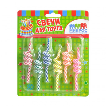 Свечи для торта "Спираль", цвет ассорти, Микрос/Ч02537