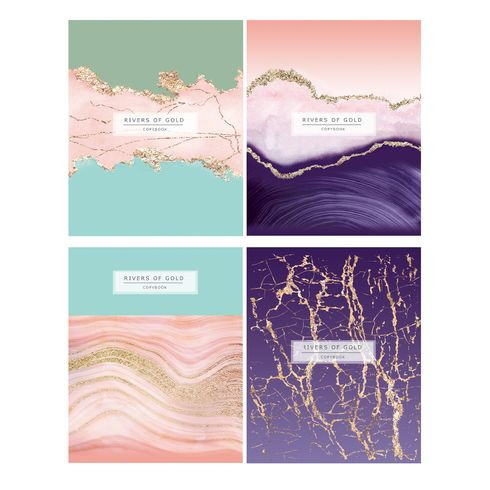 Тетрадь общая А5 скоба 48л. одна линия "Золотые реки" тиснение голографической фольгой BG (4/56)