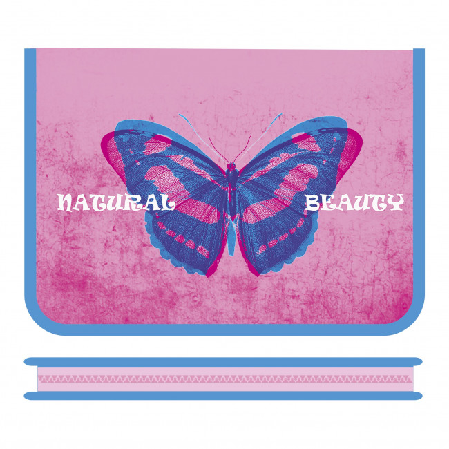 Папка для тетрадей А4 молния вокруг 325/230/25 "Бабочка на розовом" 2023г, пластик, Пчёлка/ПМ-А4-04 (50)