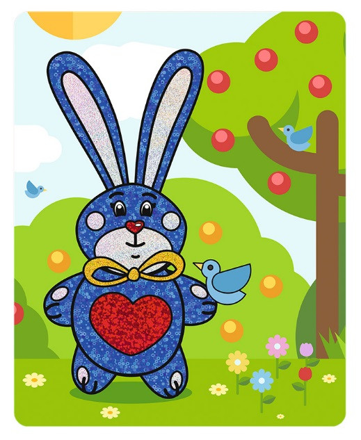 Набор для творчества "Зайчик" 20 x 25 см  Аппликация фольгой, №06 Hobbius