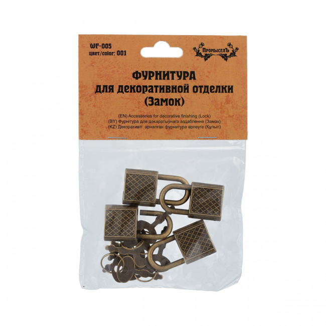 Фурнитура 2,9х 2,7см для декоративной отделки "замок", №01 бронза, 4шт, Промысел/WF-005 (5) Фурнитура 2,9х 2,7см для декоративной отделки "замок", №01 бронза, 4шт, Промысел/WF-005 (5)