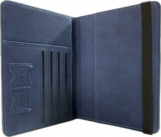 Обложка на паспорт WENZER OFFiCE, Passport "Travel wallet", на резинке, синяя, эко кожа
