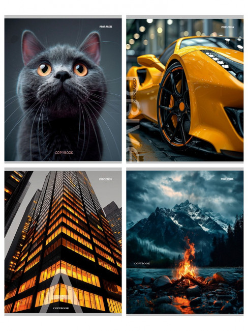 Тетрадь 96 клетка "Микс-9520" скрепка, Проф-Пресс/96-9520 (6/48)