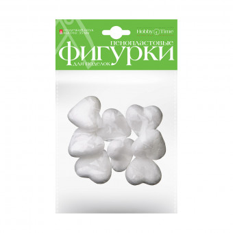 Пенопластовые фигурки 35мм "Сердечки", 8шт, BV/2-204/01 Пенопластовые фигурки 35мм "Сердечки", 8шт, BV/2-204/01