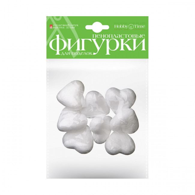 Пенопластовые фигурки 35мм "Сердечки", 8шт, BV/2-204/01